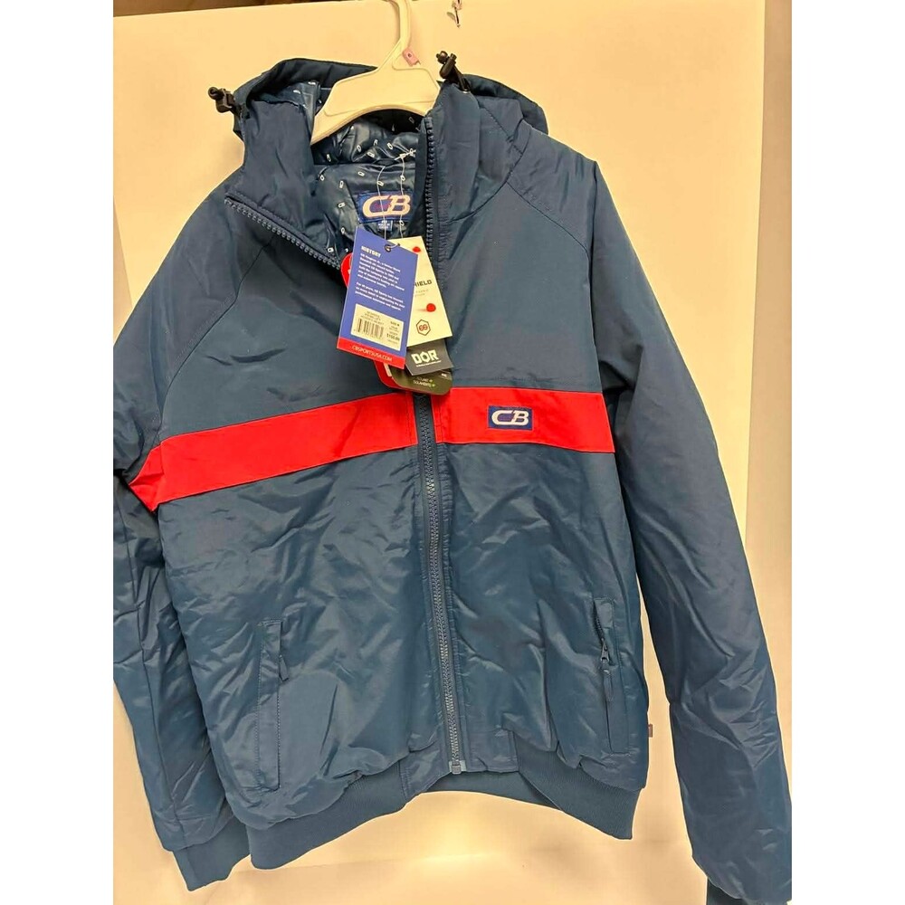 CB Sports Women's Navy & Red Stripe Primaloft Winter HoodedJacket LARGE-NWT